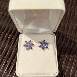 Elegant Purple Flower Stud Earrings